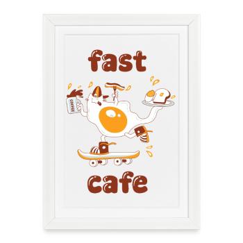 Café rapide - Affiche encadrée (27 × 37 cm) - blanc - Devant