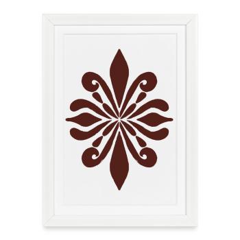 Élégant motif floral symétrique - Affiche encadrée (27 × 37 cm) - blanc - Devant