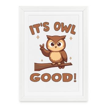 Hibou mignon avec message encourageant - Affiche encadrée (27 × 37 cm) - blanc - Devant