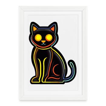 Cat Halloween Comic Cat - Framed poster (27 × 37 cm) - white - Front