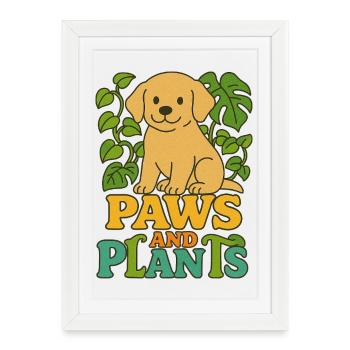 Pattes et plantes - Affiche encadrée (27 × 37 cm) - blanc - Devant