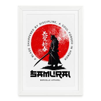 Samurai Moon Circle - Framed poster (27 × 37 cm) - white - Front