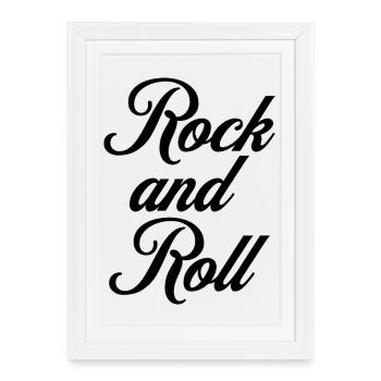 Rock and Roll cursive typography logo design - Framed poster (27 × 37 cm) - white - Front
