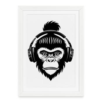 Monkey Head with Top Knot Urban Club Shirt - Framed poster (27 × 37 cm) - white - Front
