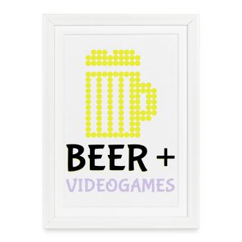 Pixel Beer Video Games - Framed poster (27 × 37 cm) - white - Front