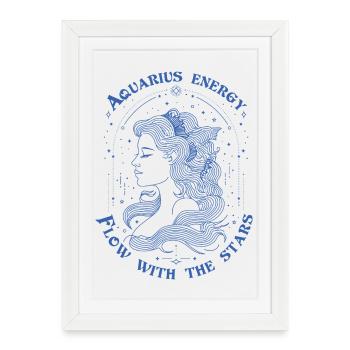 Signe du zodiaque Verseau – Flow With The Stars - Affiche encadrée (27 × 37 cm) - blanc - Devant