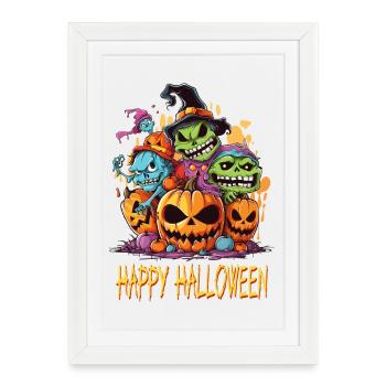 Halloween Monstre Zombie Horreur effrayante Costume - Affiche encadrée (27 × 37 cm) - blanc - Devant