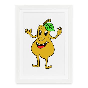 Poire drôle - Affiche encadrée (27 × 37 cm) - blanc - Devant