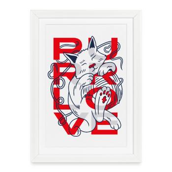 Purr Love Cat With Yarn Ball - Framed poster (27 × 37 cm) - white - Front