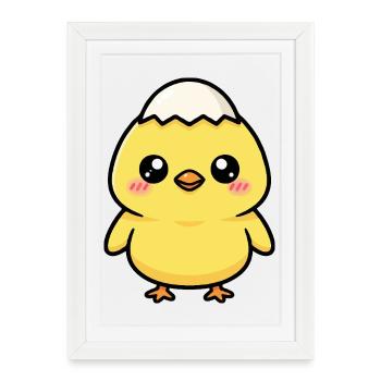 Chick with Kawaii cap - Framed poster (27 × 37 cm) - white - Front