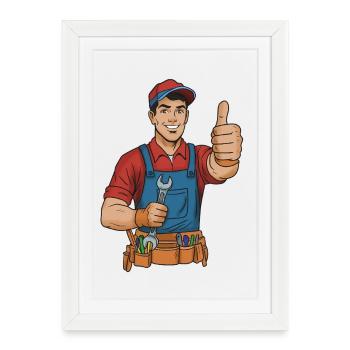 Cheerful Craftsman Thumbs Up - Framed poster (27 × 37 cm) - white - Front