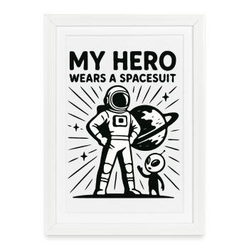 Space Hero in a Spacesuit - Framed poster (27 × 37 cm) - white - Front