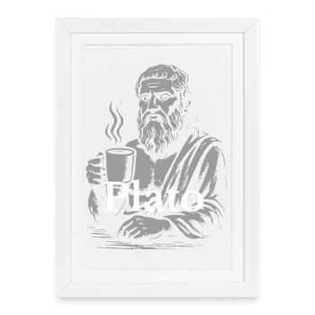 Portrait de tasse à café Platon - Affiche encadrée (27 × 37 cm) - blanc - Devant