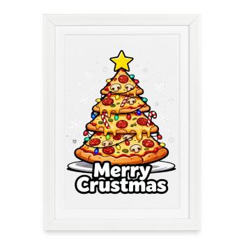 Weihnachtspizza - Gerahmtes Poster (27 × 37 cm) - Weiß - Vorne