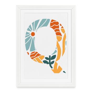 Letter q flowers groovy gift idea - Framed poster (27 × 37 cm) - white - Front