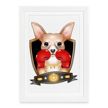 Boxing Chihuahua – Funny Boxer Motif - Framed poster (27 × 37 cm) - white - Front
