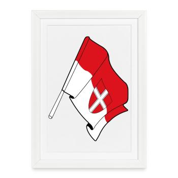 Drapeau du comté de Wien - Affiche encadrée (27 × 37 cm) - blanc - Devant