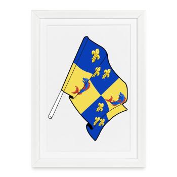 Drapeau du Dauphiné - Affiche encadrée (27 × 37 cm) - blanc - Devant