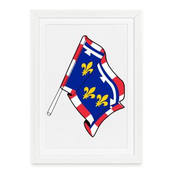 Drapeau du Centre-Val de la Loire - Affiche encadrée (27 × 37 cm) - blanc - Devant