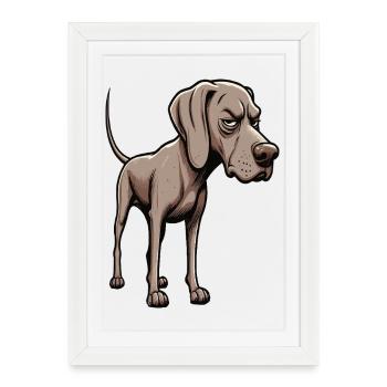 Weimaraner Amoureux Weimaraner Gardien Weimaraner - Affiche encadrée (27 × 37 cm) - blanc - Devant