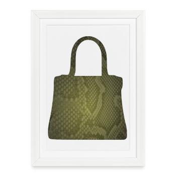 Fourre-tout en peau de serpent olive - Affiche encadrée (27 × 37 cm) - blanc - Devant