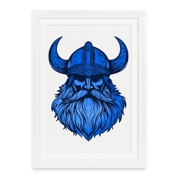 Tête de Viking - Affiche encadrée (27 × 37 cm) - blanc - Devant