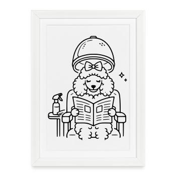 Poodle at the hairdresser - Framed poster (27 × 37 cm) - white - Front
