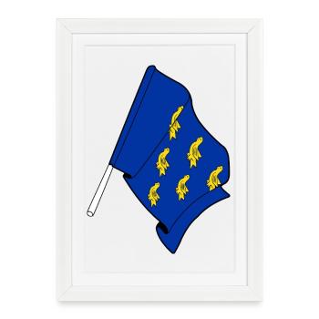 Drapeau du West Sussex - Affiche encadrée (27 × 37 cm) - blanc - Devant