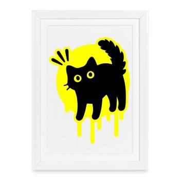 Cat Cat - Framed poster (27 × 37 cm) - white - Front