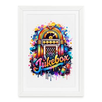 Colorful jukebox in graffiti style - Framed poster (27 × 37 cm) - white - Front