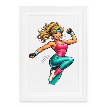 Femme aérobie énergique en mouvement - Affiche encadrée (27 × 37 cm) - blanc - Devant