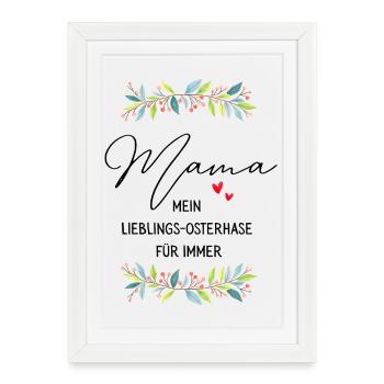 Tasse de Pâques préférée de maman pour le lapin de Pâques - Affiche encadrée (27 × 37 cm) - blanc - Devant