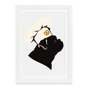 Minimalist Baker Dog with Hat - Framed poster (27 × 37 cm) - white - Front