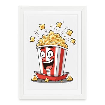 Divertissement de dessins animés avec un seau de popcorn - Affiche encadrée (27 × 37 cm) - blanc - Devant