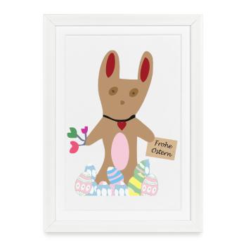 Le lapin souhaite Joyeuses Pâques - Affiche encadrée (27 × 37 cm) - blanc - Devant
