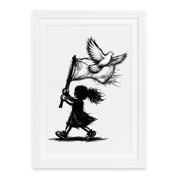 Taube der Freiheit - Gerahmtes Poster (27 × 37 cm) - Weiß - Vorne