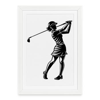 Girl golfer - Framed poster (27 × 37 cm) - white - Front