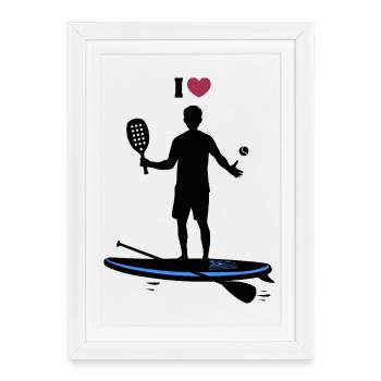 J'aime le padel - humour paddle et sport - Affiche encadrée (27 × 37 cm) - blanc - Devant