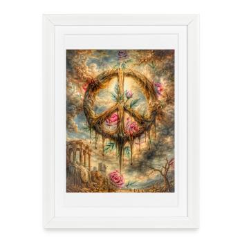 Cercle de la paix avec des roses Rankente - Affiche encadrée (27 × 37 cm) - blanc - Devant