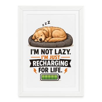 Mode Recharge : Chiot endormi - Affiche encadrée (27 × 37 cm) - blanc - Devant