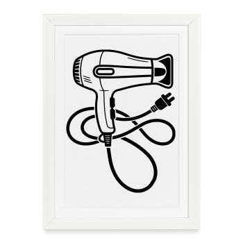 Sèche-cheveux pour salon de coiffure - Affiche encadrée (27 × 37 cm) - blanc - Devant
