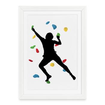 Homme du mur d’escalade – Défi Bloc - Affiche encadrée (27 × 37 cm) - blanc - Devant
