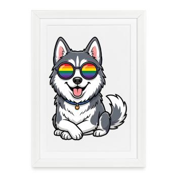 LGBT Pride Month - Cute Husky - Framed poster (27 × 37 cm) - white - Front