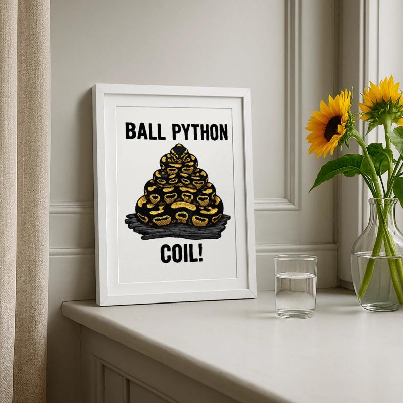 Royal Python Ball Python Coil Reptilienpyramide Gerahmtes Poster (27 × 37 cm)