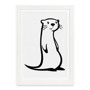 loutre - Affiche encadrée (27 × 37 cm) - blanc - Devant