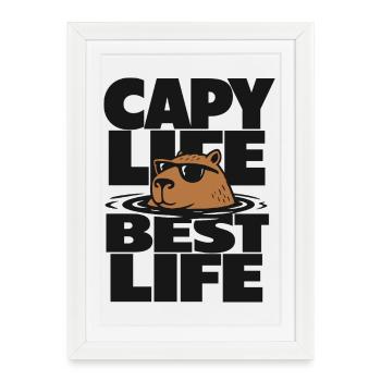 Capy Life Best Life Capybara - Affiche encadrée (27 × 37 cm) - blanc - Devant