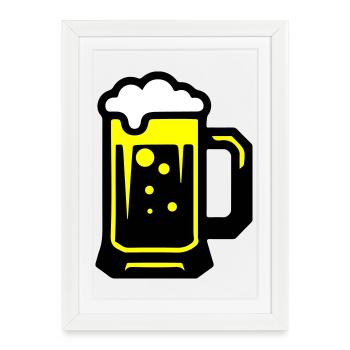 Icône du verre de bière - Affiche encadrée (27 × 37 cm) - blanc - Devant