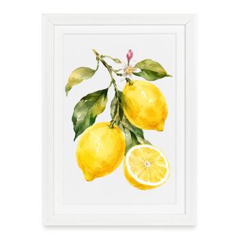 Lemon Watercolor Motif - Framed poster (27 × 37 cm) - white - Front