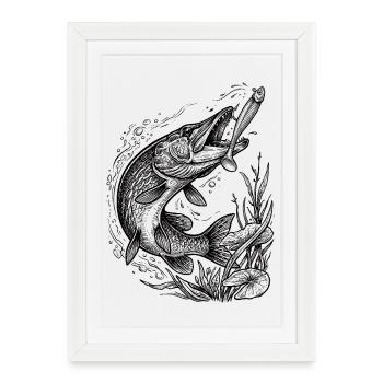 Brochez sur un softbait | Collection Classique - Affiche encadrée (27 × 37 cm) - blanc - Devant