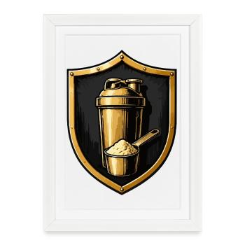 Goldenes Shaker Shield - Gerahmtes Poster (27 × 37 cm) - Weiß - Vorne